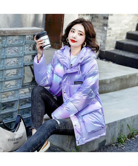 Winter Jacket Women's Parkas 2022 New Glossy Down Cotton Jackets Female Loose Hooded Cotton Padded Parka Overcoat Women Outwe...