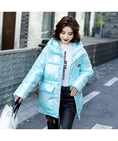 Winter Jacket Women's Parkas 2022 New Glossy Down Cotton Jackets Female Loose Hooded Cotton Padded Parka Overcoat Women Outwe...