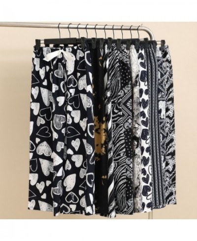 Women's Cotton Pajama Pants for Summer Thin Black and White Cartoon Style Wide-Leg Pant Loose Home Wear Beach Pants $21.16 - ...