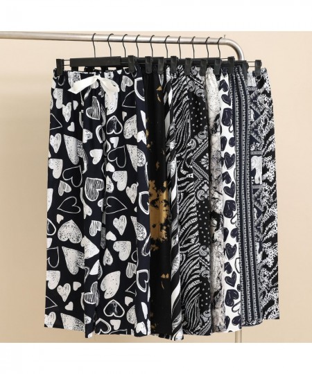 Women's Cotton Pajama Pants for Summer Thin Black and White Cartoon Style Wide-Leg Pant Loose Home Wear Beach Pants $21.16 - ...