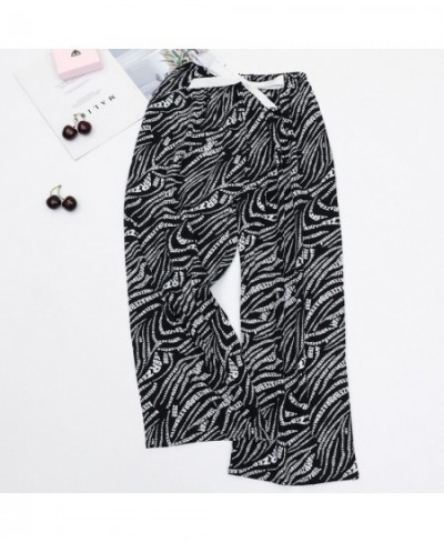 Women's Cotton Pajama Pants for Summer Thin Black and White Cartoon Style Wide-Leg Pant Loose Home Wear Beach Pants $21.16 - ...