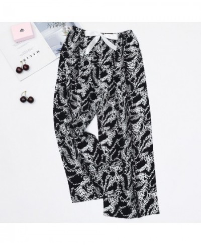 Women's Cotton Pajama Pants for Summer Thin Black and White Cartoon Style Wide-Leg Pant Loose Home Wear Beach Pants $21.16 - ...