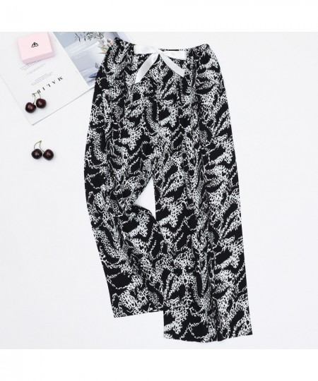 Women's Cotton Pajama Pants for Summer Thin Black and White Cartoon Style Wide-Leg Pant Loose Home Wear Beach Pants $21.16 - ...