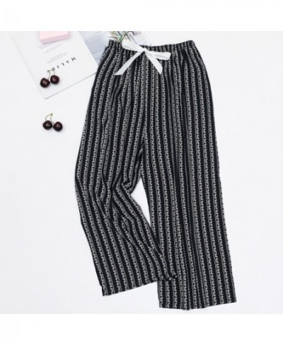 Women's Cotton Pajama Pants for Summer Thin Black and White Cartoon Style Wide-Leg Pant Loose Home Wear Beach Pants $21.16 - ...