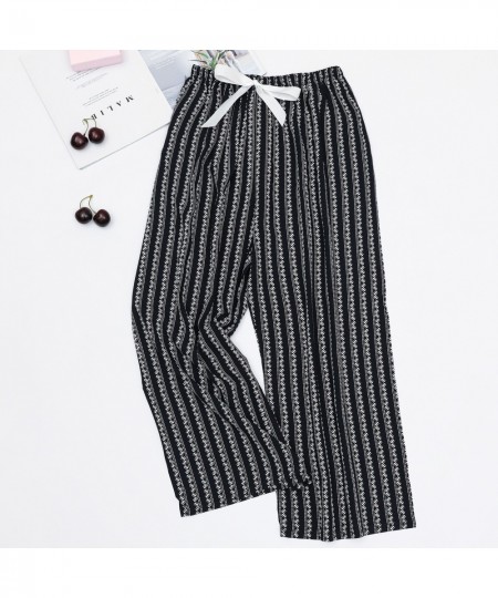 Women's Cotton Pajama Pants for Summer Thin Black and White Cartoon Style Wide-Leg Pant Loose Home Wear Beach Pants $21.16 - ...