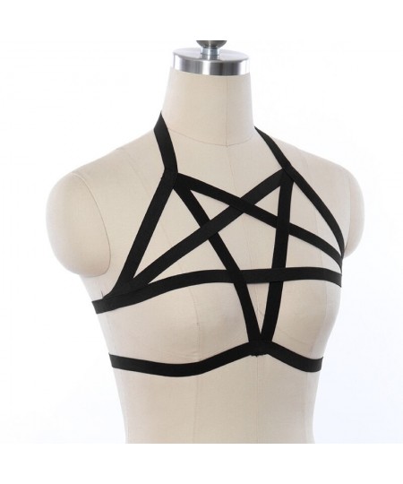 Harajuku Pentagram Body Harness Adjustable Pole Dance Hollow Bondage Harness Cage Elastic Women Sexy Lingerie Crop Top Bra $2...