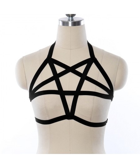 Harajuku Pentagram Body Harness Adjustable Pole Dance Hollow Bondage Harness Cage Elastic Women Sexy Lingerie Crop Top Bra $2...