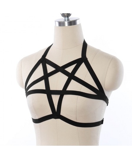 Harajuku Pentagram Body Harness Adjustable Pole Dance Hollow Bondage Harness Cage Elastic Women Sexy Lingerie Crop Top Bra $2...