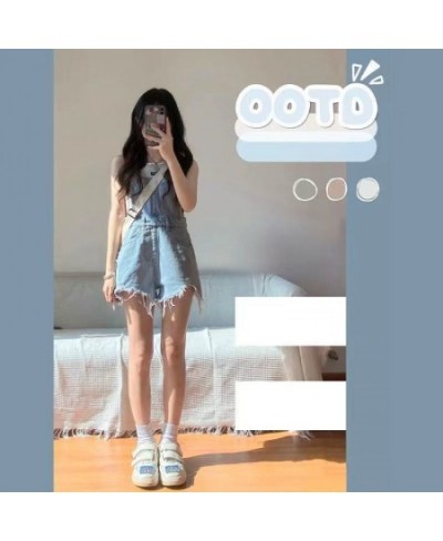 Sweet Pink Denim Suspenders Women Female Summer Fashion Clothes Students Cute High-Waist Versatile Casual Shorts Jeans $81.46...