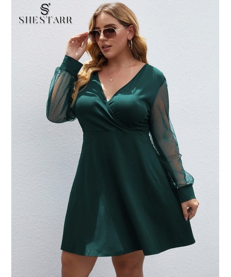 Plus Size Women's Dress Sexy V Neck Long Sleeve High Waist Solid Fashion Prom A-line Ladies Clothing Autumn Party Dress $37.3...