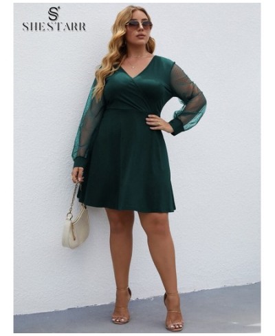 Plus Size Women's Dress Sexy V Neck Long Sleeve High Waist Solid Fashion Prom A-line Ladies Clothing Autumn Party Dress $37.3...