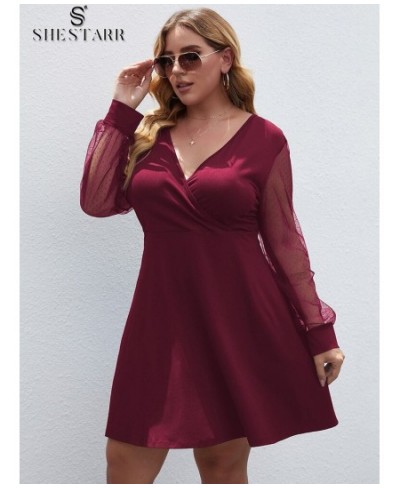 Plus Size Women's Dress Sexy V Neck Long Sleeve High Waist Solid Fashion Prom A-line Ladies Clothing Autumn Party Dress $37.3...