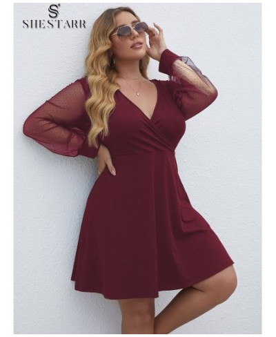 Plus Size Women's Dress Sexy V Neck Long Sleeve High Waist Solid Fashion Prom A-line Ladies Clothing Autumn Party Dress $37.3...