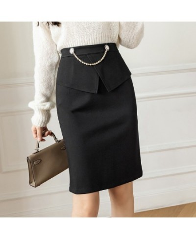 Oversized Elegant Black Skirts Womens 2022 Korean Fahsion Clothing High Waist Y2k Skirt Sexy Winter Streetwear Mid Length Ski...