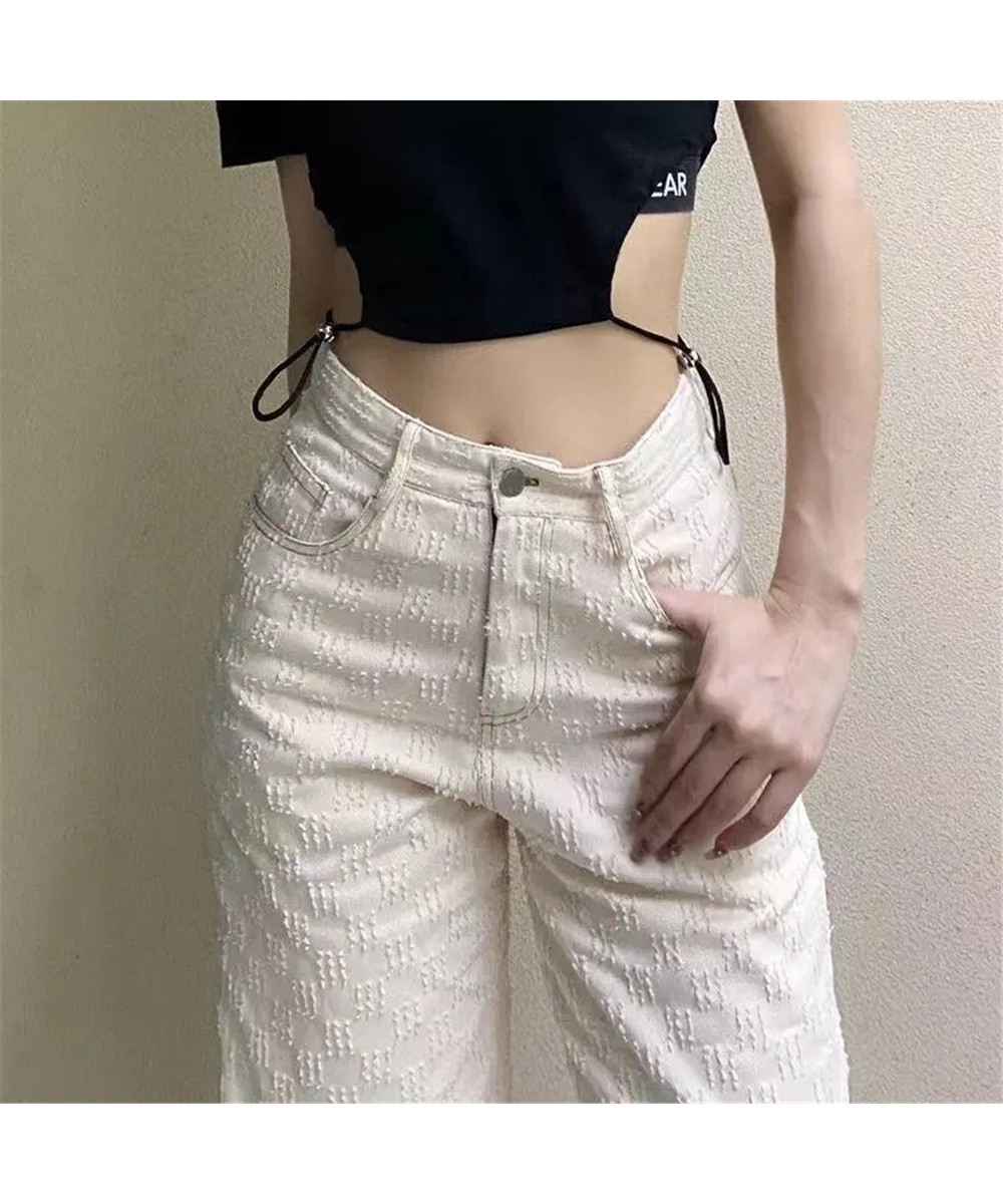 Vintage Jeans Woman High Waist Denim Y2k Pants Korean Straight Wide Leg Jeans Fashion Cute Denim Trousers Streetwear White $5...