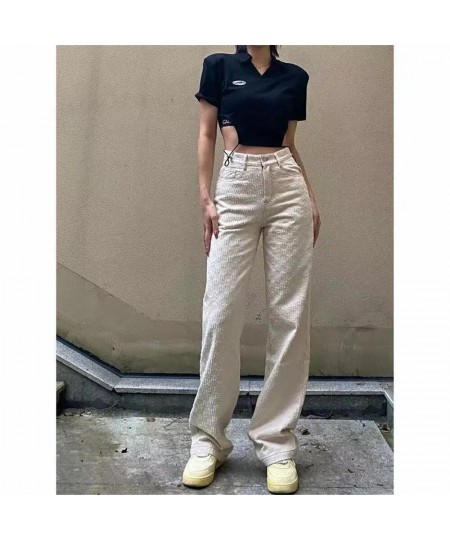 Vintage Jeans Woman High Waist Denim Y2k Pants Korean Straight Wide Leg Jeans Fashion Cute Denim Trousers Streetwear White $5...