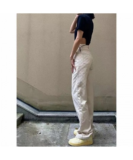 Vintage Jeans Woman High Waist Denim Y2k Pants Korean Straight Wide Leg Jeans Fashion Cute Denim Trousers Streetwear White $5...