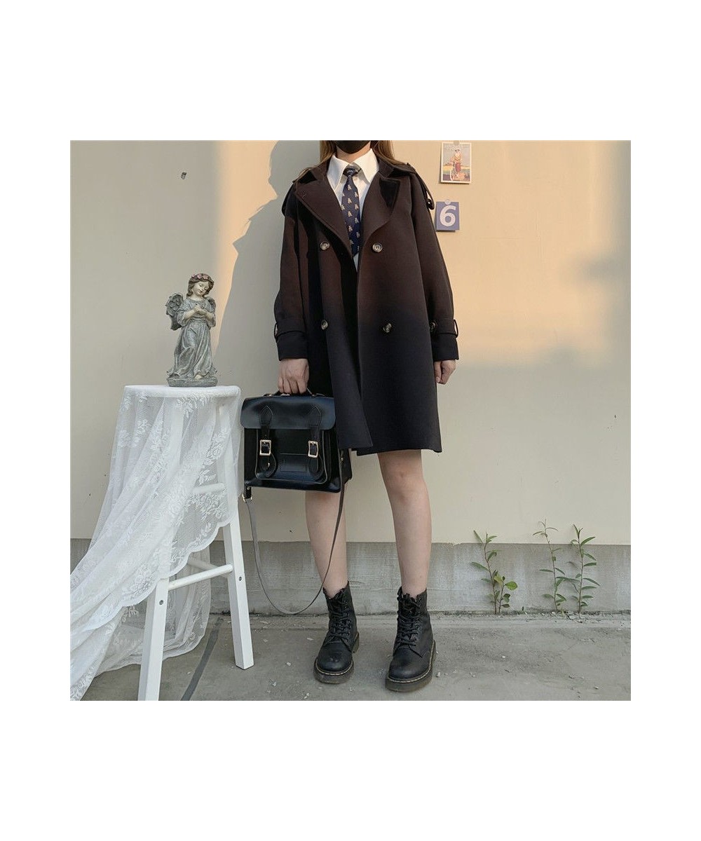 Trench Women Turn-down Collar Solid Autumn Windbreaker Double Breasted Leisure All-match Harajuku Chic Student BF Style $38.3...