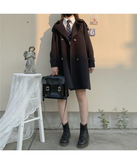 Trench Women Turn-down Collar Solid Autumn Windbreaker Double Breasted Leisure All-match Harajuku Chic Student BF Style $38.3...