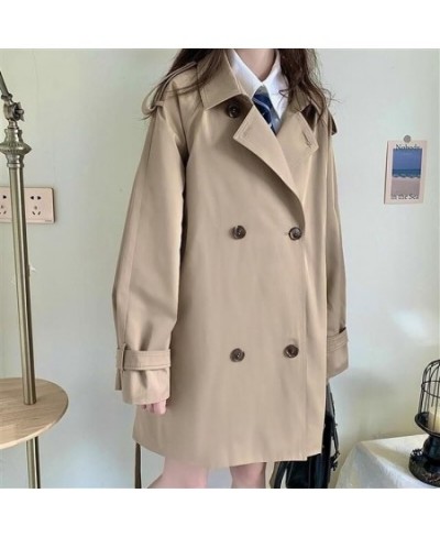 Trench Women Turn-down Collar Solid Autumn Windbreaker Double Breasted Leisure All-match Harajuku Chic Student BF Style $38.3...