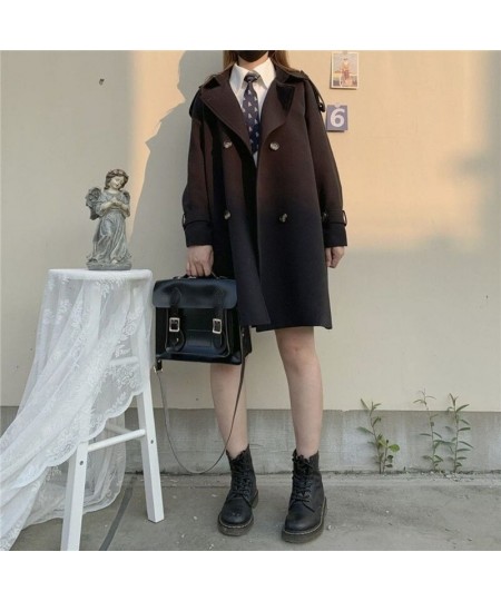 Trench Women Turn-down Collar Solid Autumn Windbreaker Double Breasted Leisure All-match Harajuku Chic Student BF Style $38.3...