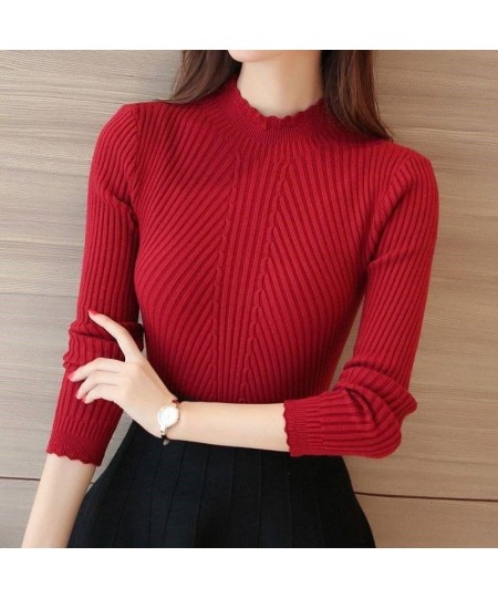 2022 Autumn Winter Tops Turtleneck Pullovers Sweaters Primer shirt long sleeve Korean Slim-fit tight sweater $25.78 - Sweaters