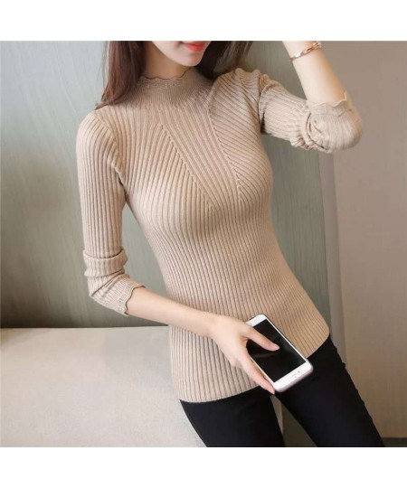 2022 Autumn Winter Tops Turtleneck Pullovers Sweaters Primer shirt long sleeve Korean Slim-fit tight sweater $25.78 - Sweaters