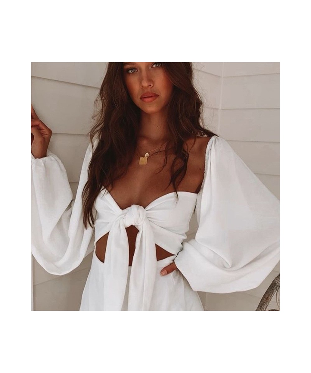 Sexy Backless Fashion Square Collar Cotton Women Shirts Batwing Sleeve Solid Crop Tops Women Tops And Blouses 2023 $34.25 - B...