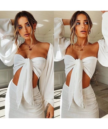 Sexy Backless Fashion Square Collar Cotton Women Shirts Batwing Sleeve Solid Crop Tops Women Tops And Blouses 2023 $34.25 - B...