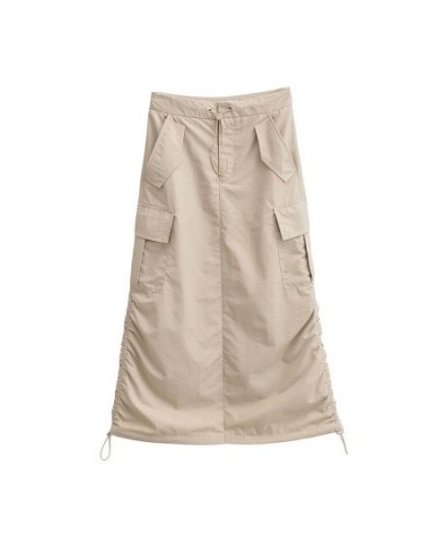 Women Bella Same Style Y2K Cargo Baggy Long High Waist Drawstring Pocket Skirt $51.59 - Skirts