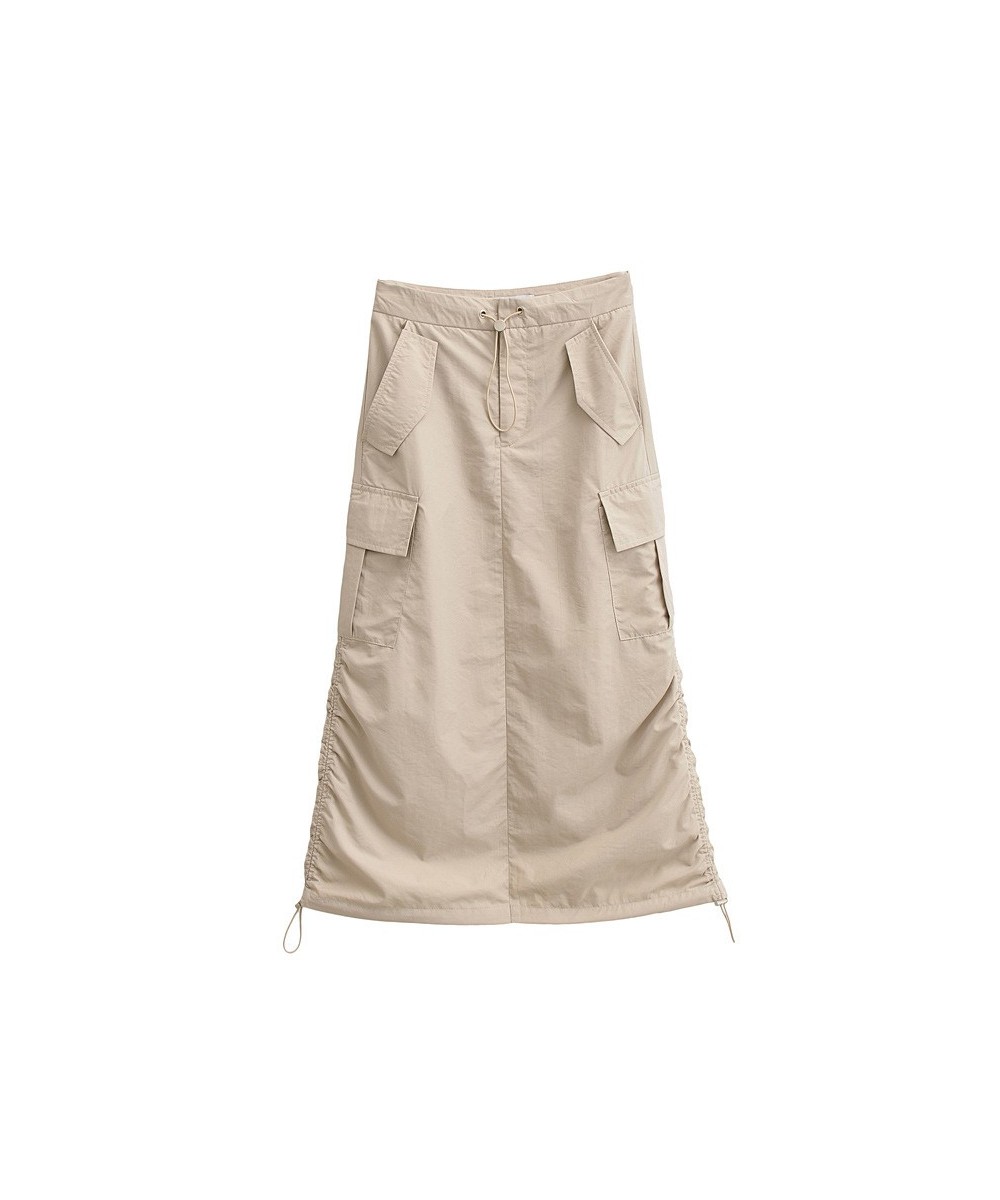 Women Bella Same Style Y2K Cargo Baggy Long High Waist Drawstring Pocket Skirt $51.59 - Skirts