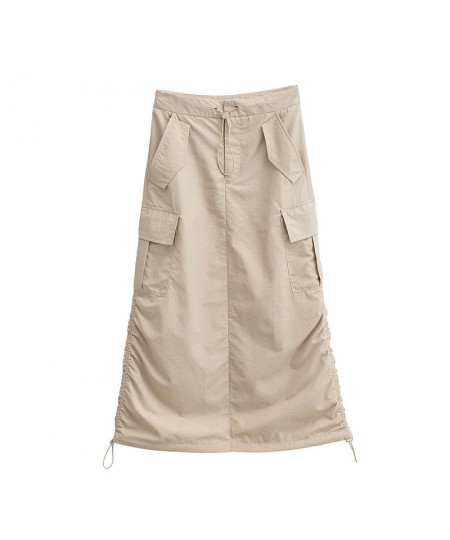 Women Bella Same Style Y2K Cargo Baggy Long High Waist Drawstring Pocket Skirt $51.59 - Skirts