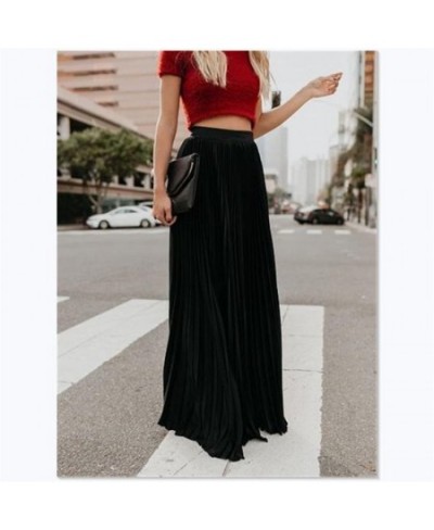 Women's Solid Color Skirt High Waist Loose Pleated Long Skirt Casual And Versatile Streetwear $29.02 - Skirts