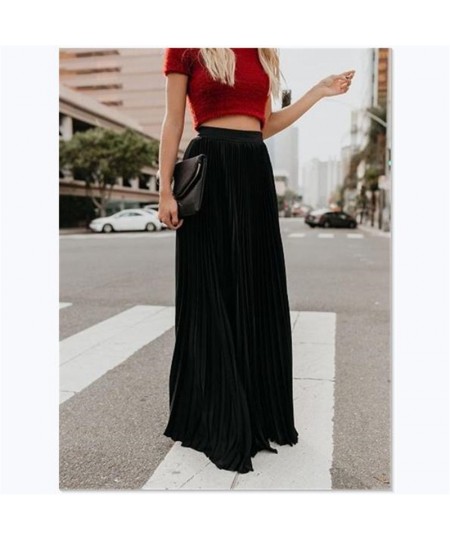 Women's Solid Color Skirt High Waist Loose Pleated Long Skirt Casual And Versatile Streetwear $29.02 - Skirts