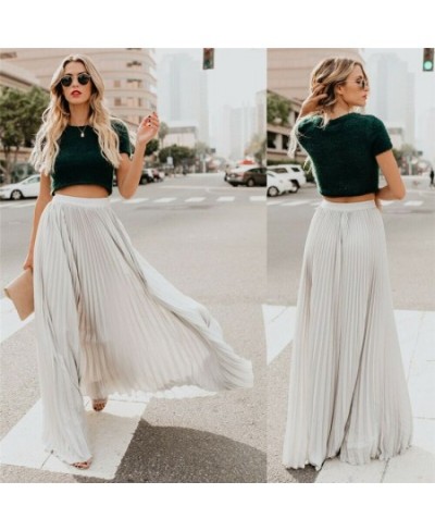 Women's Solid Color Skirt High Waist Loose Pleated Long Skirt Casual And Versatile Streetwear $29.02 - Skirts