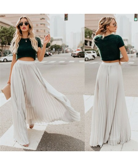 Women's Solid Color Skirt High Waist Loose Pleated Long Skirt Casual And Versatile Streetwear $29.02 - Skirts