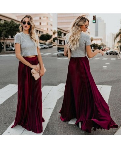 Women's Solid Color Skirt High Waist Loose Pleated Long Skirt Casual And Versatile Streetwear $29.02 - Skirts