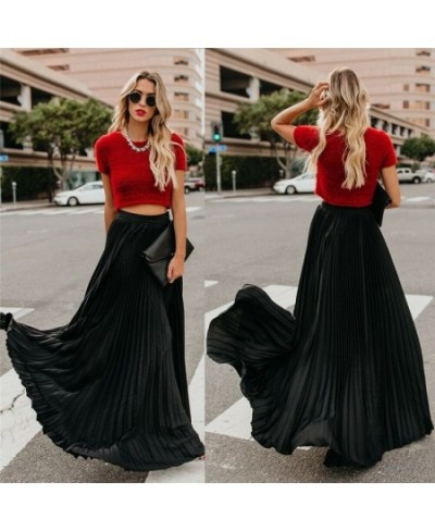 Women's Solid Color Skirt High Waist Loose Pleated Long Skirt Casual And Versatile Streetwear $29.02 - Skirts