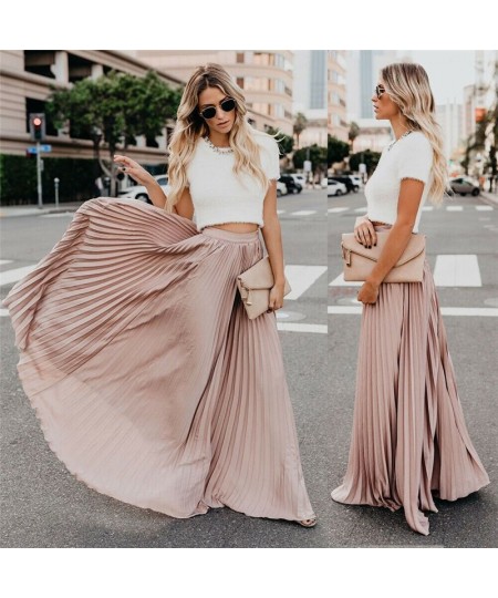 Women's Solid Color Skirt High Waist Loose Pleated Long Skirt Casual And Versatile Streetwear $29.02 - Skirts