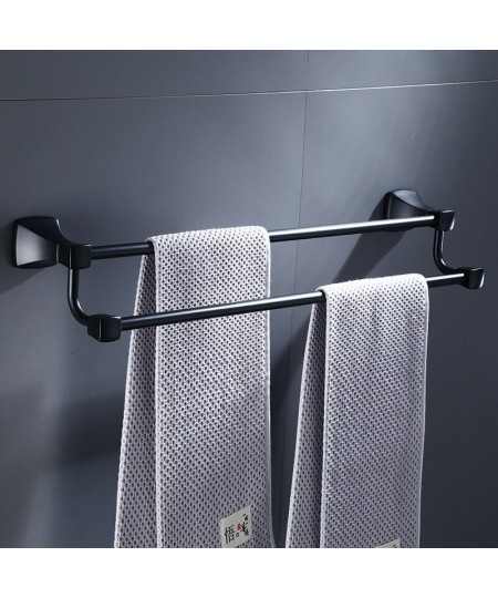 High Quality Bathroom Hardware Set Black Matte Bathroom Accessories Paper Holder Towel Rail Rack Robe Hook Toilet Brush Holde...