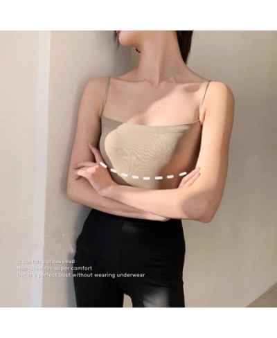 Fashion Tank Top With Built In Bra Women Streetwear Tops Summer Crop Top Seamless Underwear Female Sexy Lingerie Padded $14.5...