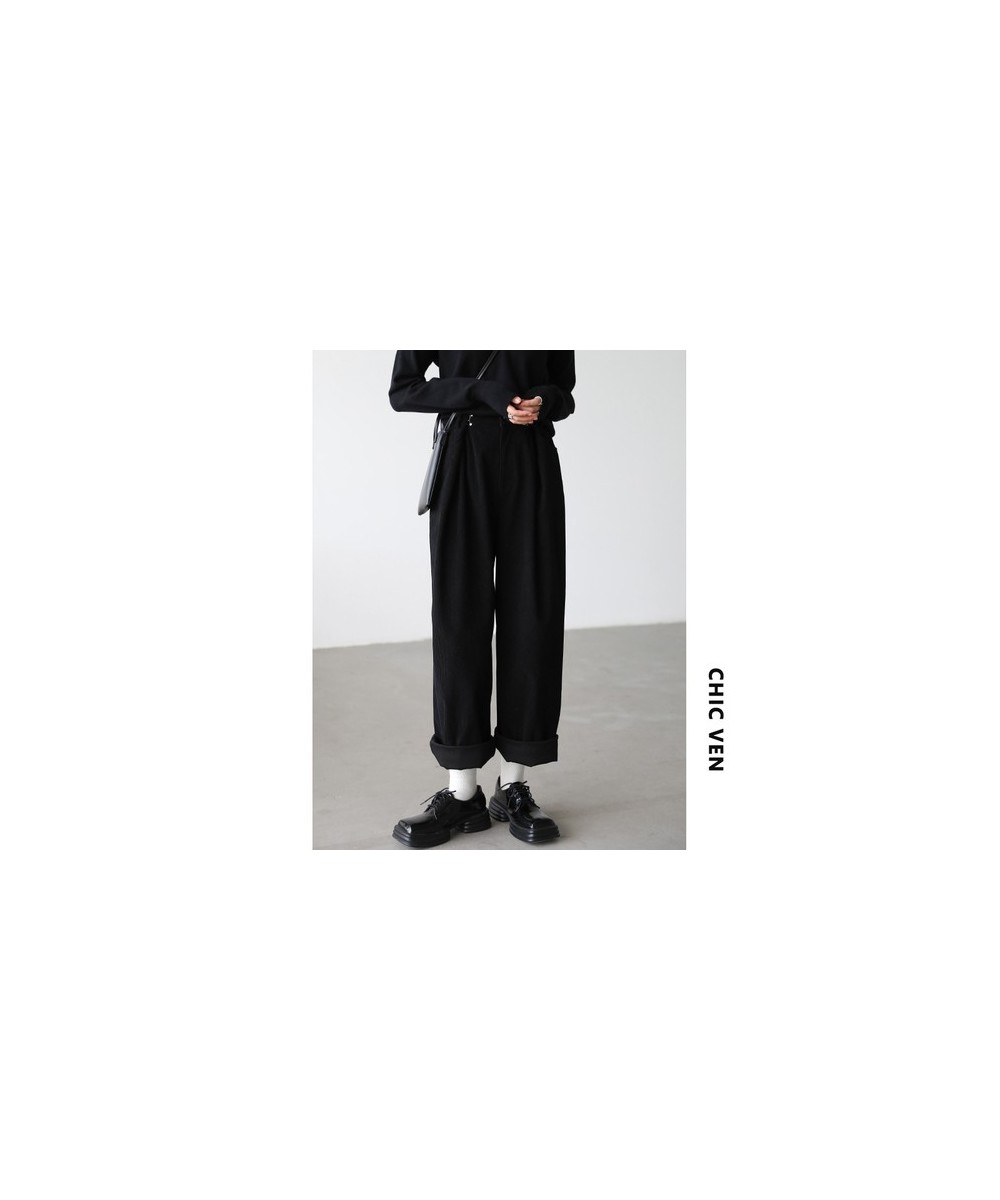 Women Pants Retro High Waist Corduroy Harlan Female Trousers Pleated Casual Loose Solid Woman Cloth Autumn Winter 2022 $84.47...