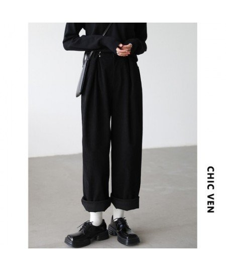 Women Pants Retro High Waist Corduroy Harlan Female Trousers Pleated Casual Loose Solid Woman Cloth Autumn Winter 2022 $84.47...