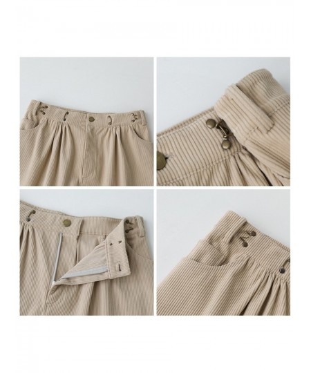 Women Pants Retro High Waist Corduroy Harlan Female Trousers Pleated Casual Loose Solid Woman Cloth Autumn Winter 2022 $84.47...