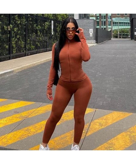 Plus Size Sets Solid Zipper Long Sleeve Casual Tight Suit Women's Sports 2 Piece Set Women Slim Fit 5xl Plus Size for Women $...