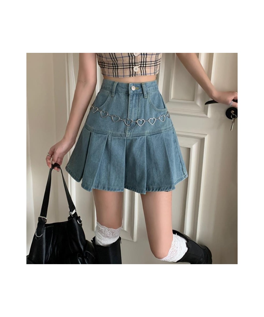 Women's High Waist Harajuku Y2k Pleated Dress Blue Japanese and Korean Style Fashion Dress New Summer Casual Denim Mini Dress...