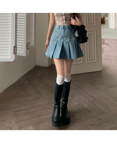 Women's High Waist Harajuku Y2k Pleated Dress Blue Japanese and Korean Style Fashion Dress New Summer Casual Denim Mini Dress...