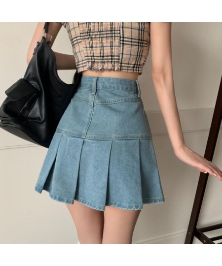 Women's High Waist Harajuku Y2k Pleated Dress Blue Japanese and Korean Style Fashion Dress New Summer Casual Denim Mini Dress...