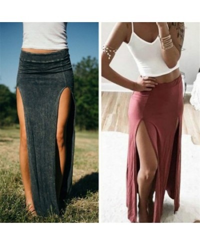 New Brand Designer Skirt Summer 2023 Novelty Sexy Women Lady Open Side Split High Waist Long Maxi Skirt $21.33 - Skirts