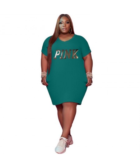 L-5XL Plus Size Dresses for Women 2023 Solid Simple Short Sleeve Loose Casual Midi Dress Female Outfits Wholesale $45.33 - Pl...